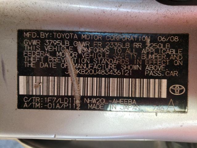 Photo 10 from auction – 2008 TOYOTA PRIUS with VIN JTDKB20U483436121