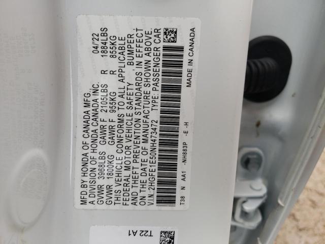 Photo 10 from auction – 2022 HONDA CIVIC SI with VIN 2HGFE1E50NH473472