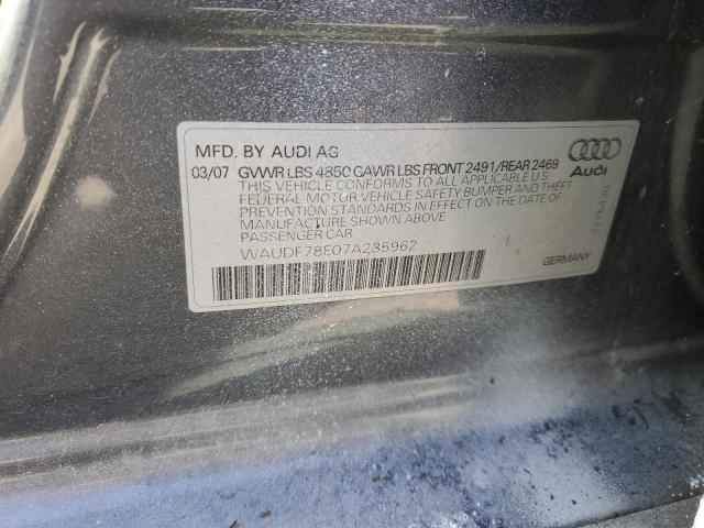 Photo 10 from auction – 2007 AUDI A4 2.0T QU with VIN WAUDF78E07A235962
