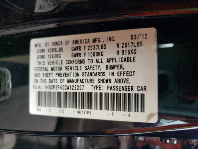 Photo 10 from auction – 2012 HONDA ACCORD LXP with VIN 1HGCP2F40CA125207