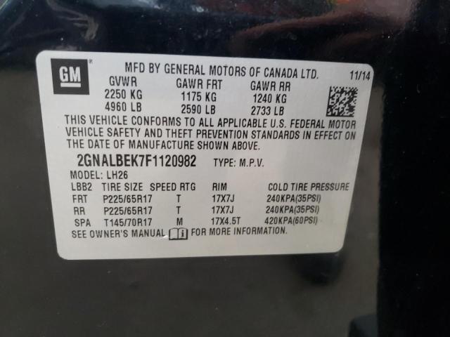 Photo 10 from auction – 2015 CHEVROLET EQUINOX LT with VIN 2GNALBEK7F1120982