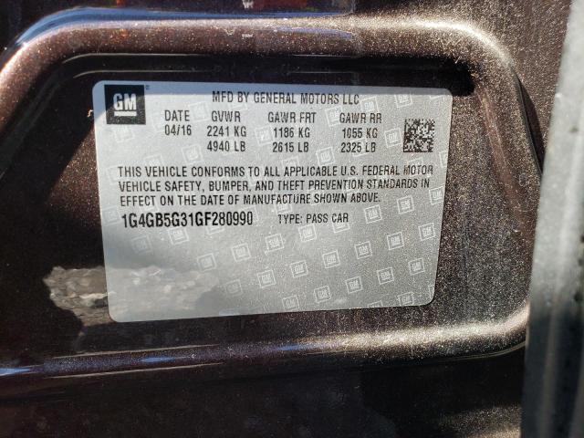 Photo 10 from auction – 2016 BUICK LACROSSE with VIN 1G4GB5G31GF280990
