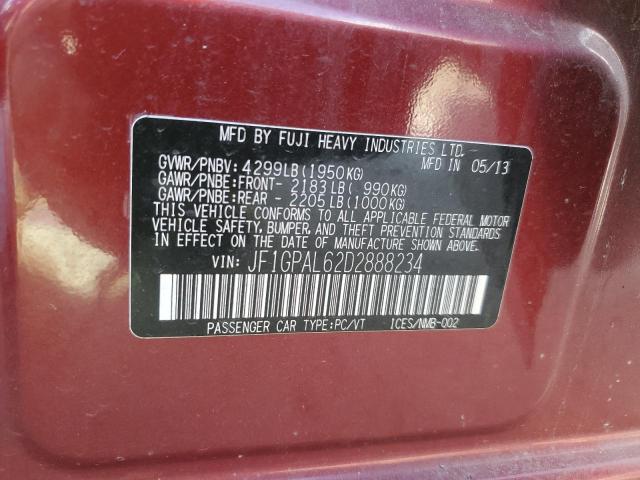 Photo 10 from auction – 2013 SUBARU IMPREZA SP with VIN JF1GPAL62D2888234