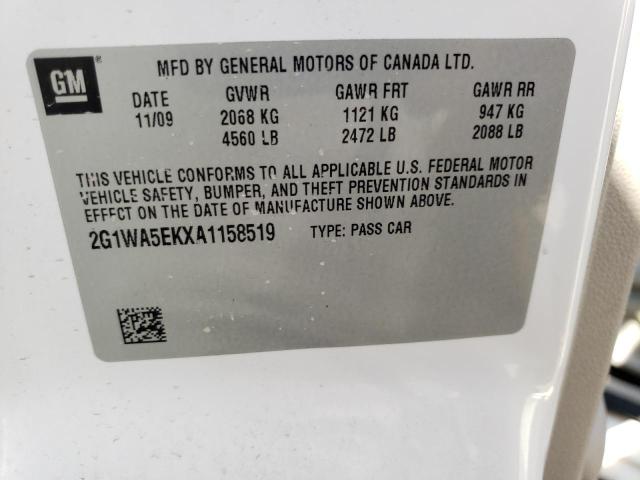 Photo 10 from auction – 2010 CHEVROLET IMPALA LS with VIN 2G1WA5EKXA1158519