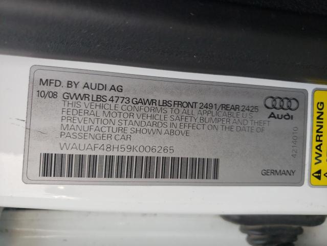 Photo 10 from auction – 2009 AUDI A4 2.0T CA with VIN WAUAF48H59K006265