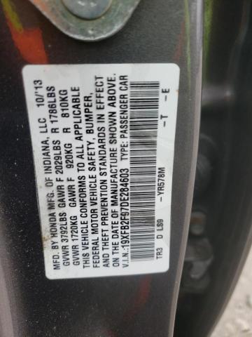 Photo 10 from auction – 2013 HONDA CIVIC EXL with VIN 19XFB2F97DE284603