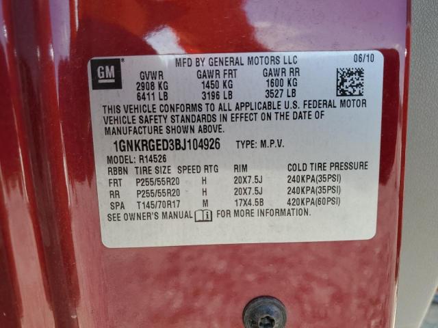 Photo 10 from auction – 2011 CHEVROLET TRAVERSE L with VIN 1GNKRGED3BJ104926