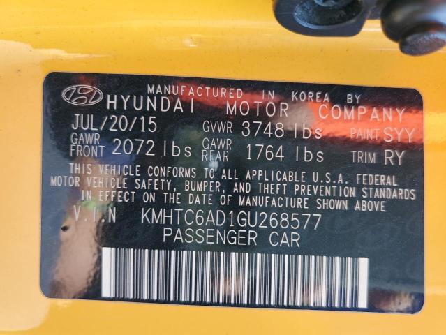 Photo 10 from auction – 2016 HYUNDAI VELOSTER with VIN KMHTC6AD1GU268577