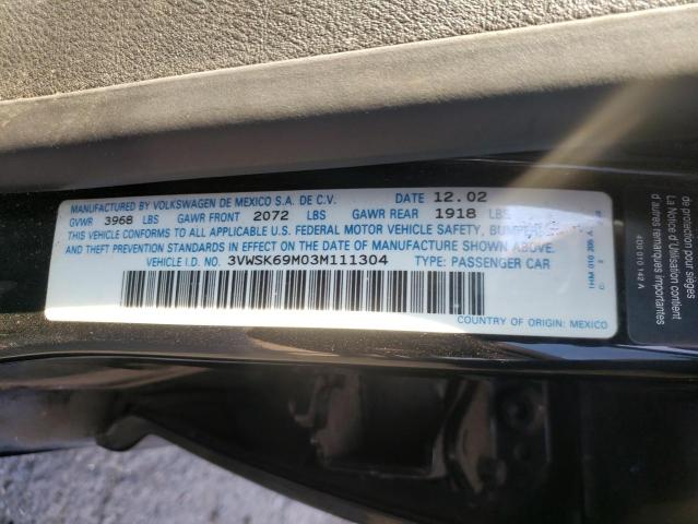 Photo 10 from auction – 2003 VOLKSWAGEN JETTA GLS with VIN 3VWSK69M03M111304