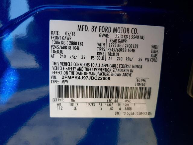 Photo 10 from auction – 2018 FORD EDGE SEL with VIN 2FMPK4J97JBC22608