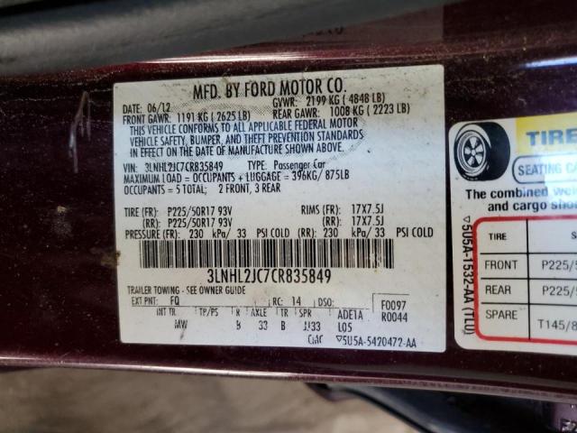 Photo 10 from auction – 2012 LINCOLN MKZ with VIN 3LNHL2JC7CR835849