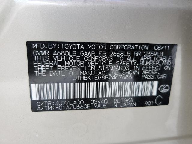 Photo 10 from auction – 2011 LEXUS ES 350 with VIN JTHBK1EG8B2467686