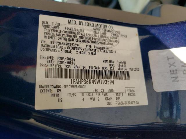Photo 10 from auction – 2009 FORD FOCUS SES with VIN 1FAHP36N49W193594