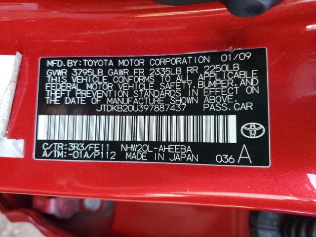 Photo 10 from auction – 2009 TOYOTA PRIUS with VIN JTDKB20U397887437