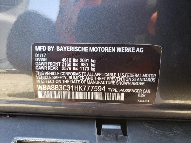 Photo 10 from auction – 2017 BMW 340 I with VIN WBA8B3C31HK777594