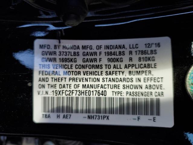 Photo 10 from auction – 2017 HONDA CIVIC EX with VIN 19XFC2F73HE017640