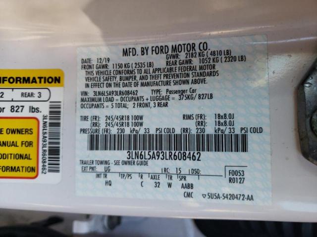 Photo 10 from auction – 2020 LINCOLN MKZ with VIN 3LN6L5A93LR608462