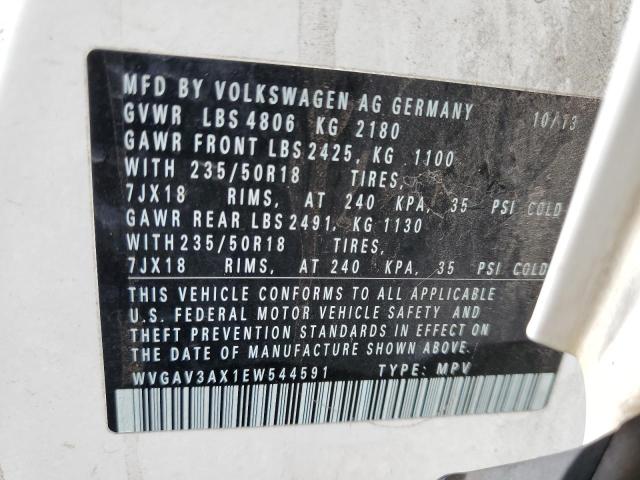 Photo 10 from auction – 2014 VOLKSWAGEN TIGUAN S with VIN WVGAV3AX1EW544591