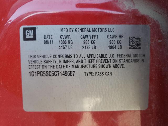 Photo 10 from auction – 2012 CHEVROLET CRUZE LT with VIN 1G1PG5SC5C7149667