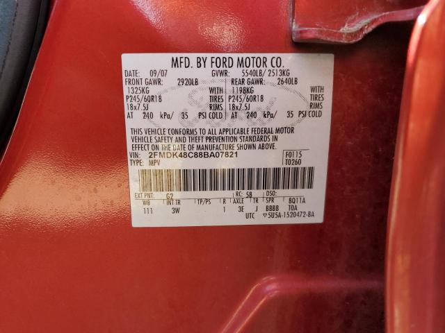 Photo 10 from auction – 2008 FORD EDGE SEL with VIN 2FMDK48C88BA07821