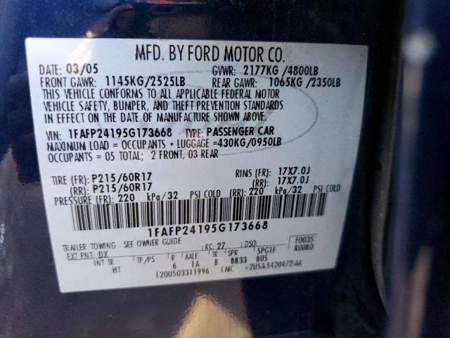 Photo 10 from auction – 2005 FORD FIVE HUNDR with VIN 1FAFP24195G173668