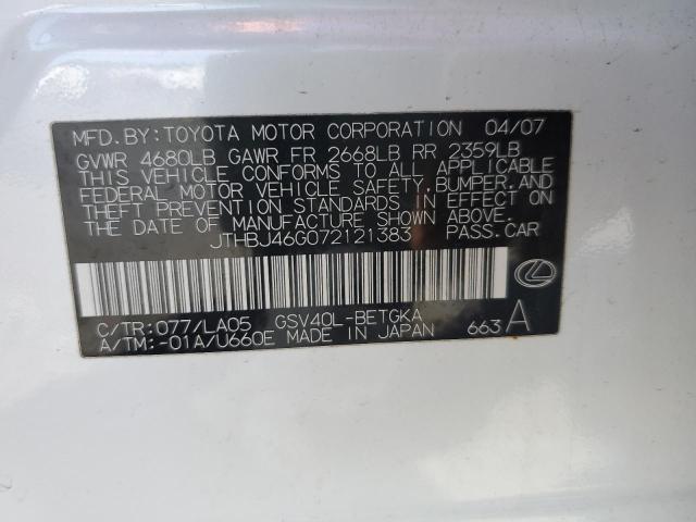 Photo 10 from auction – 2007 LEXUS ES 350 with VIN JTHBJ46G072121383