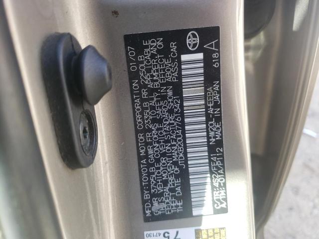 Photo 10 from auction – 2007 TOYOTA PRIUS with VIN JTDKB20U477613421