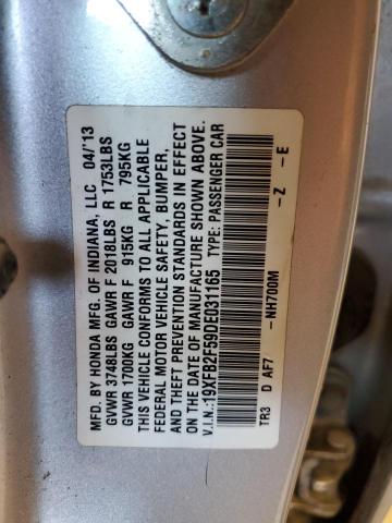 Photo 10 from auction – 2013 HONDA CIVIC LX with VIN 19XFB2F59DE031165