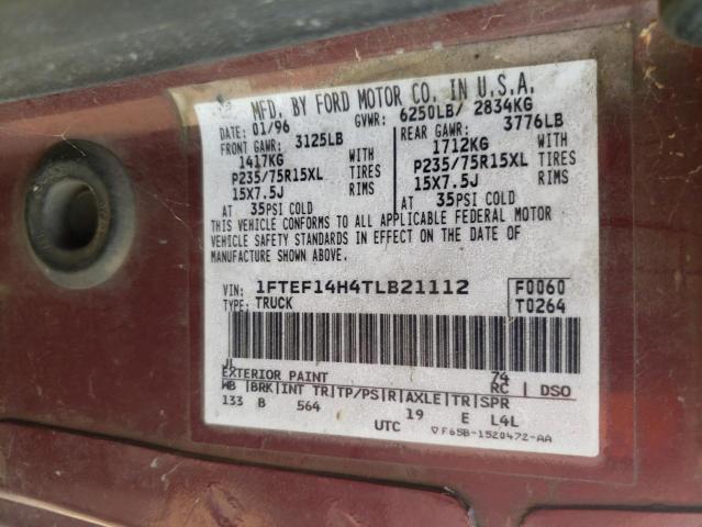 Photo 10 from auction – 1996 FORD F150 with VIN 1FTEF14H4TLB21112