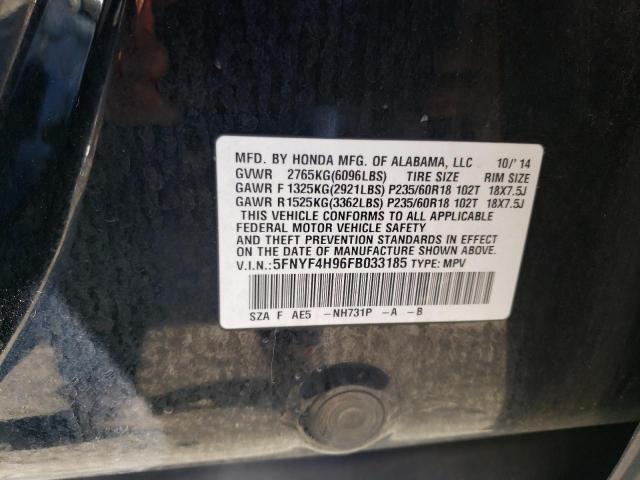 Photo 10 from auction – 2015 HONDA PILOT TOUR with VIN 5FNYF4H96FB033185