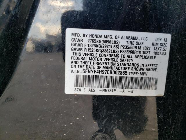 Photo 10 from auction – 2014 HONDA PILOT TOUR with VIN 5FNYF4H97EB002865