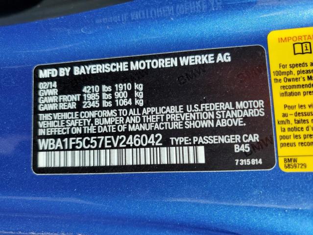 Photo 10 from auction – 2014 BMW 228 I with VIN WBA1F5C57EV246042