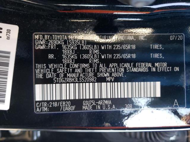 Photo 10 from auction – 2020 TOYOTA HIGHLANDER with VIN 5TDGZRBH3LS520982