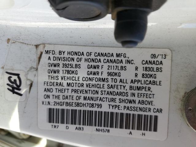 Photo 10 from auction – 2013 HONDA CIVIC SI with VIN 2HGFB6E58DH708799