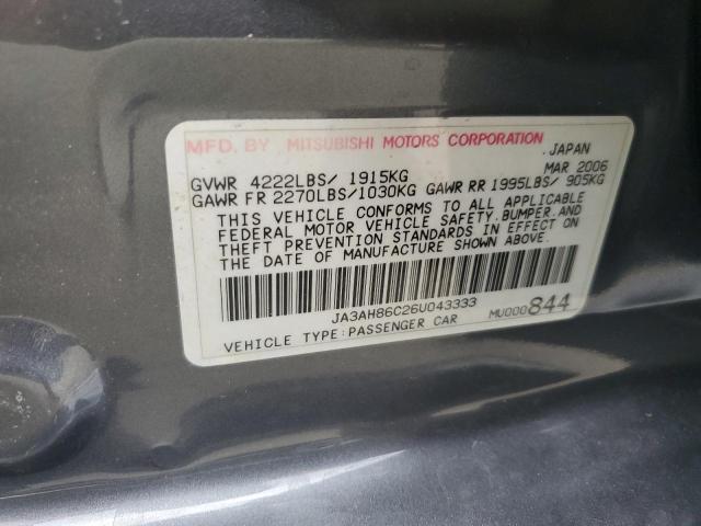 Photo 10 from auction – 2006 MITSUBISHI LANCER EVO with VIN JA3AH86C26U043333