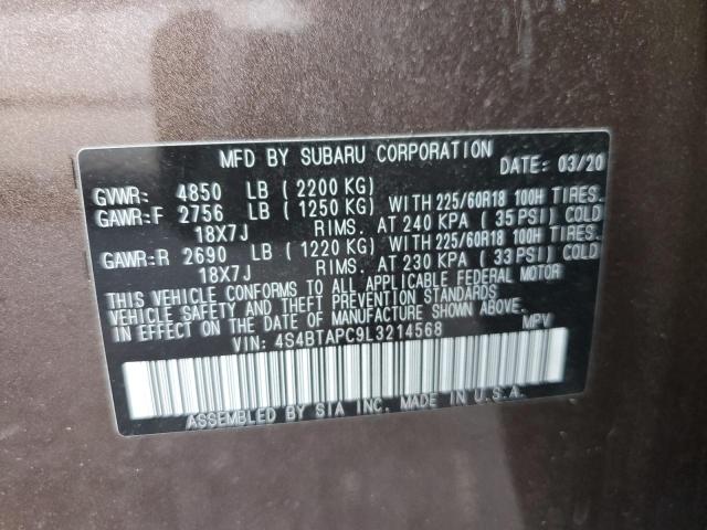 Photo 10 from auction – 2020 SUBARU OUTBACK TO with VIN 4S4BTAPC9L3214568