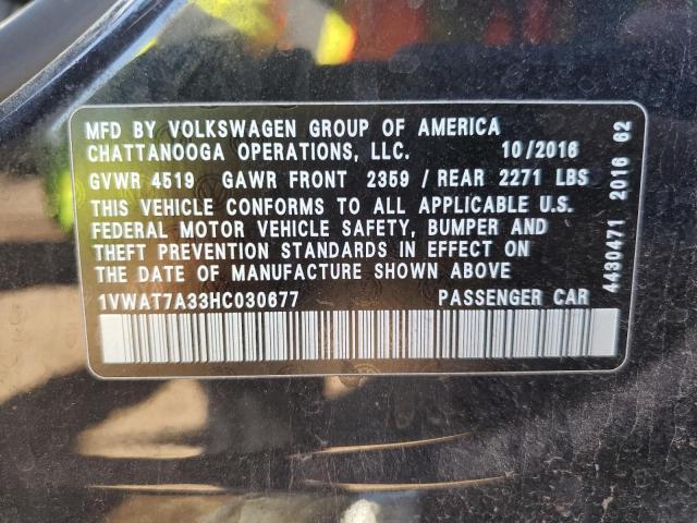 Photo 10 from auction – 2017 VOLKSWAGEN PASSAT S with VIN 1VWAT7A33HC030677