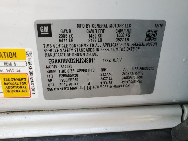 Photo 10 from auction – 2017 BUICK ENCLAVE with VIN 5GAKRBKD2HJ248011