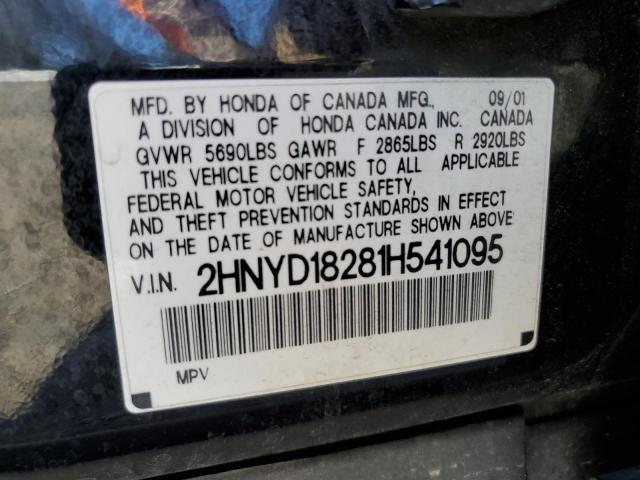 Photo 10 from auction – 2001 ACURA MDX with VIN 2HNYD18281H541095