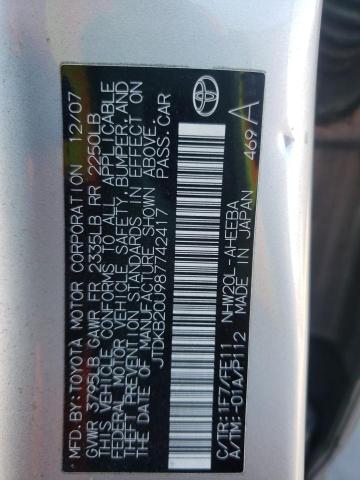 Photo 10 from auction – 2008 TOYOTA PRIUS with VIN JTDKB20U987742417