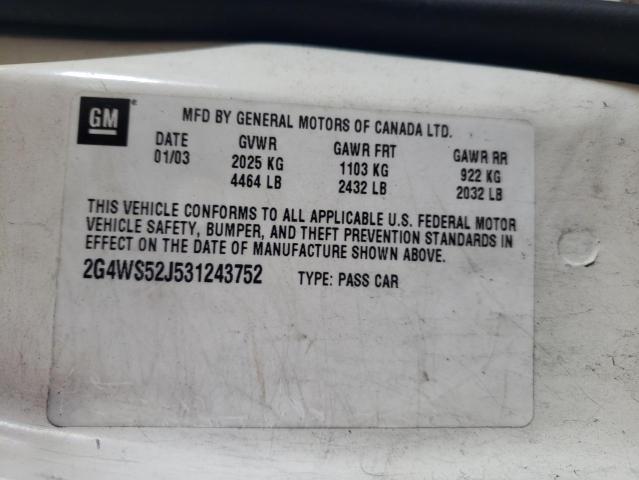 Photo 10 from auction – 2003 BUICK CENTURY with VIN 2G4WS52J531243752