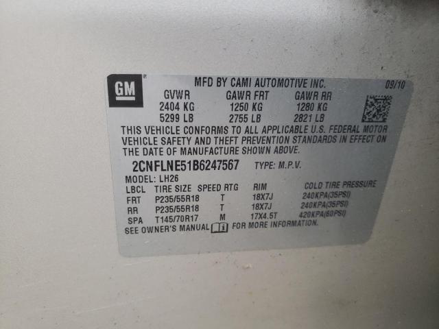 Photo 10 from auction – 2011 CHEVROLET EQUINOX LT with VIN 2CNFLNE51B6247567