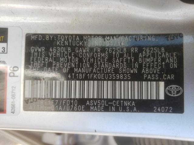 Photo 10 from auction – 2014 TOYOTA CAMRY L with VIN 4T1BF1FK0EU359835