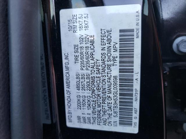 Photo 10 from auction – 2016 ACURA RDX TECHNO with VIN 5J8TB3H53GL009598