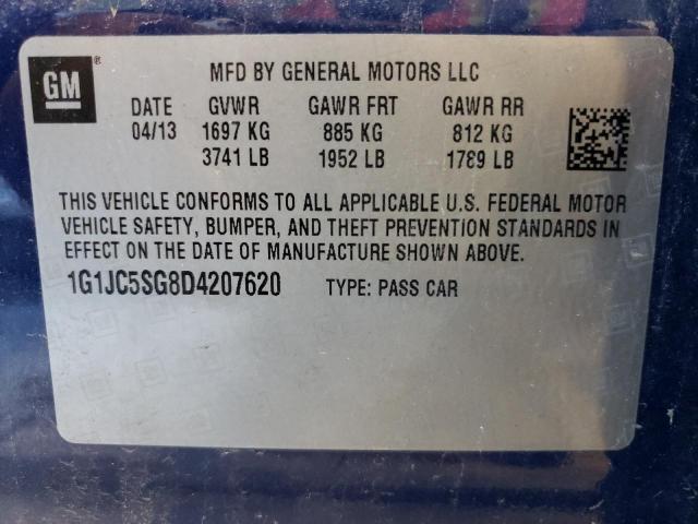 Photo 10 from auction – 2013 CHEVROLET SONIC LT with VIN 1G1JC5SG8D4207620