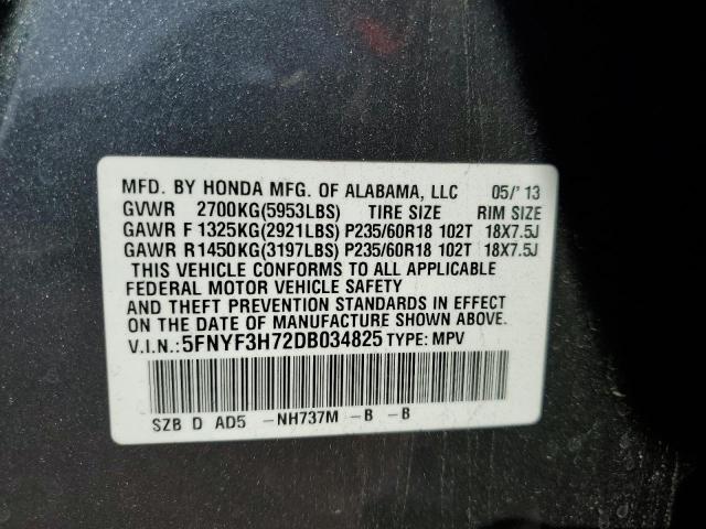 Photo 10 from auction – 2013 HONDA PILOT EXLN with VIN 5FNYF3H72DB034825