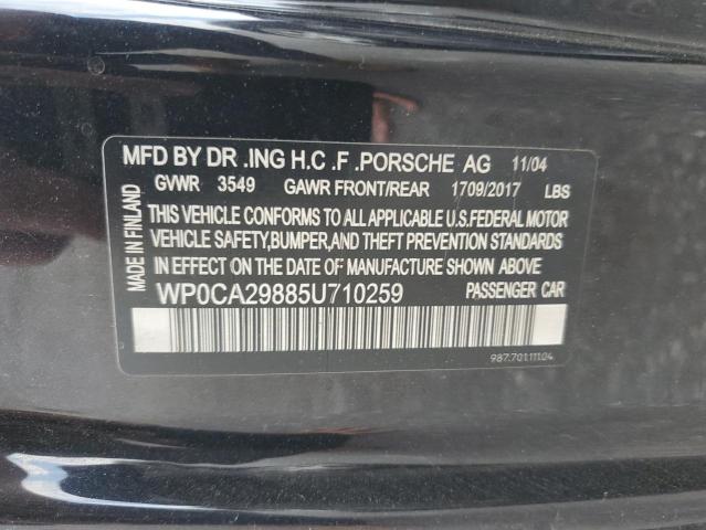 Photo 10 from auction – 2005 PORSCHE BOXSTER with VIN WP0CA29885U710259