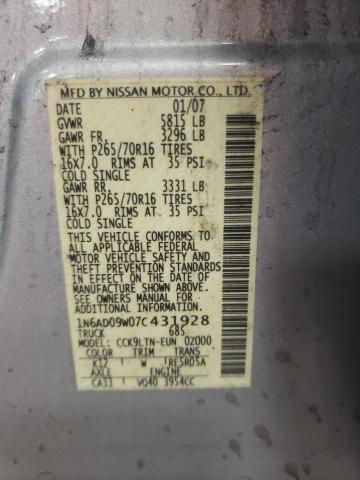 Photo 10 from auction – 2007 NISSAN FRONTIER C with VIN 1N6AD09W07C431928