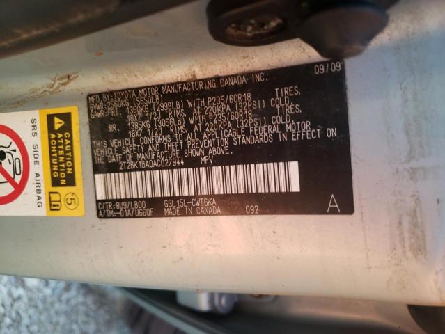 Photo 10 from auction – 2010 LEXUS RX 350 with VIN 2T2BK1BA0AC027944