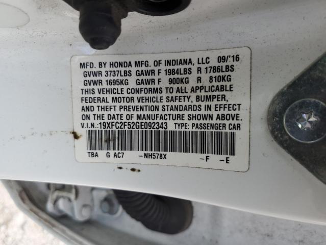 Photo 10 from auction – 2016 HONDA CIVIC LX with VIN 19XFC2F52GE092343